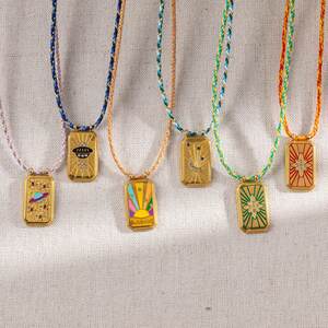 1 stuk retro tarot hanger ketting van roestvrij staal, waterdicht en goudkleurig. h5 Afbeelding3