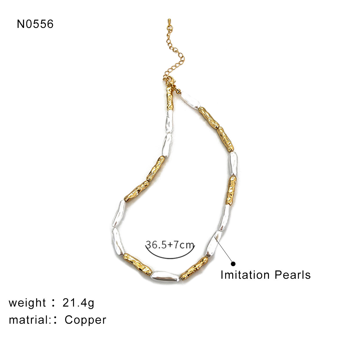 1 Piece Copper Gold Color Beaded Necklace h5 Picture2