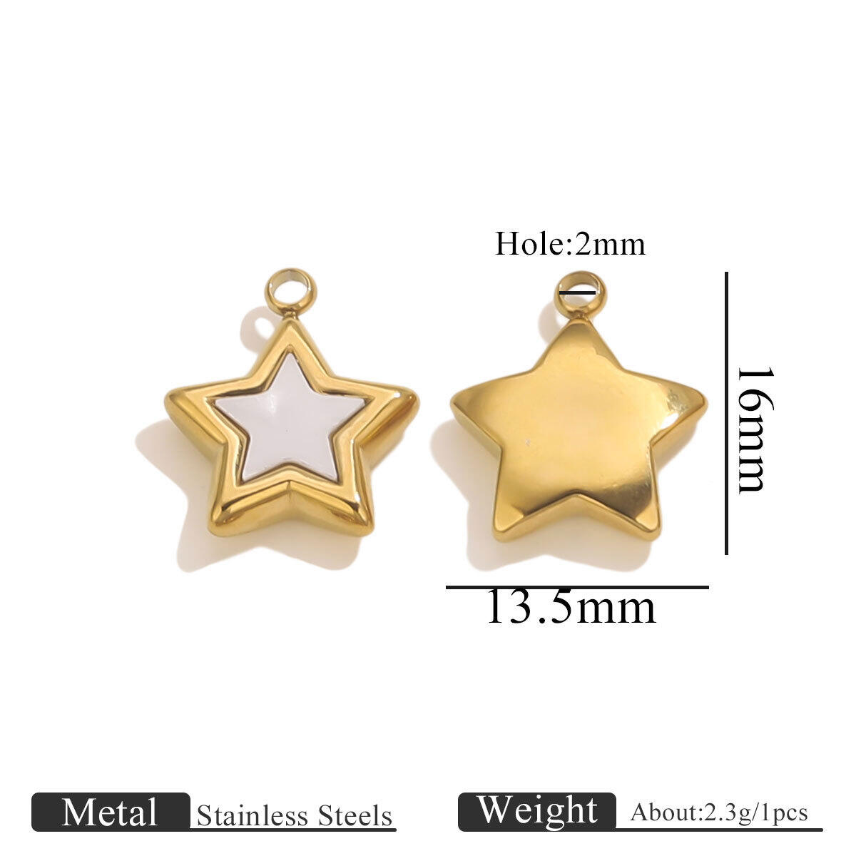 1 Piece DIY Star Shell Stainless Steel Waterproof Women's Pendants 