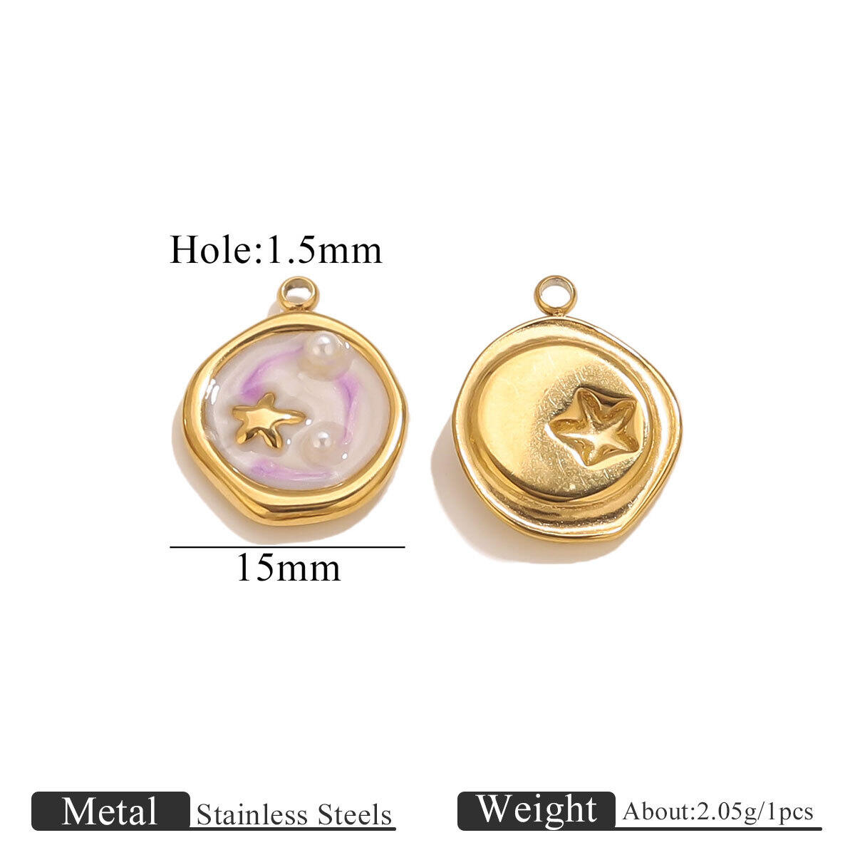 Golden Oval Purple Five-Pointed Star Picture3