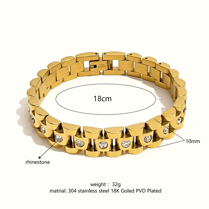 1 Piece Classic Chain Stainless Steel Waterproof Gold Color Bracelet h5
