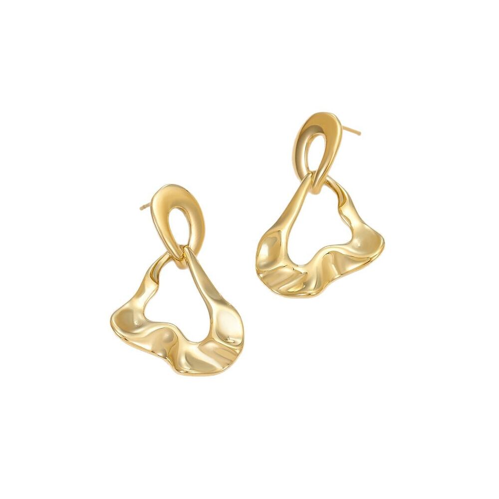 Elegant Geometric Stainless Steel Waterproof Gold Color Women's Dangle Earrings h5Picture5
