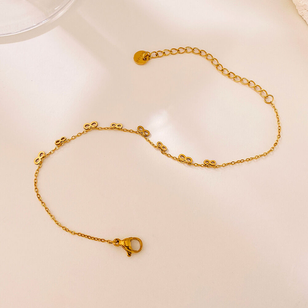 Braccialetti a catena da donna color oro impermeabili in acciaio inossidabile con simbolo dell'infinito personalizzabili da 1 pezzo Immagine4