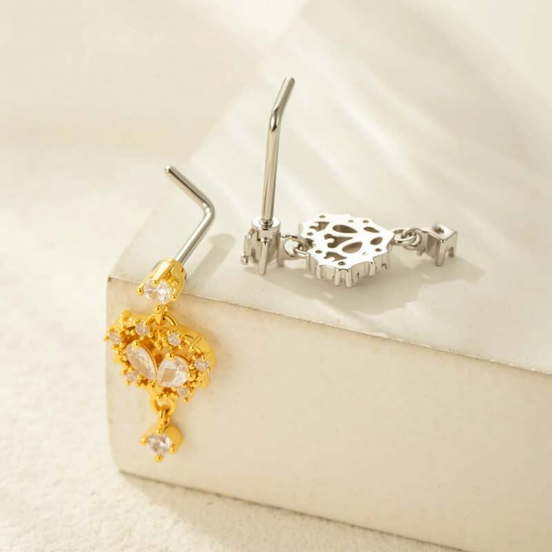 1 pezzo di orecchino a forma di cuore in zircone color oro e rame da donna 2