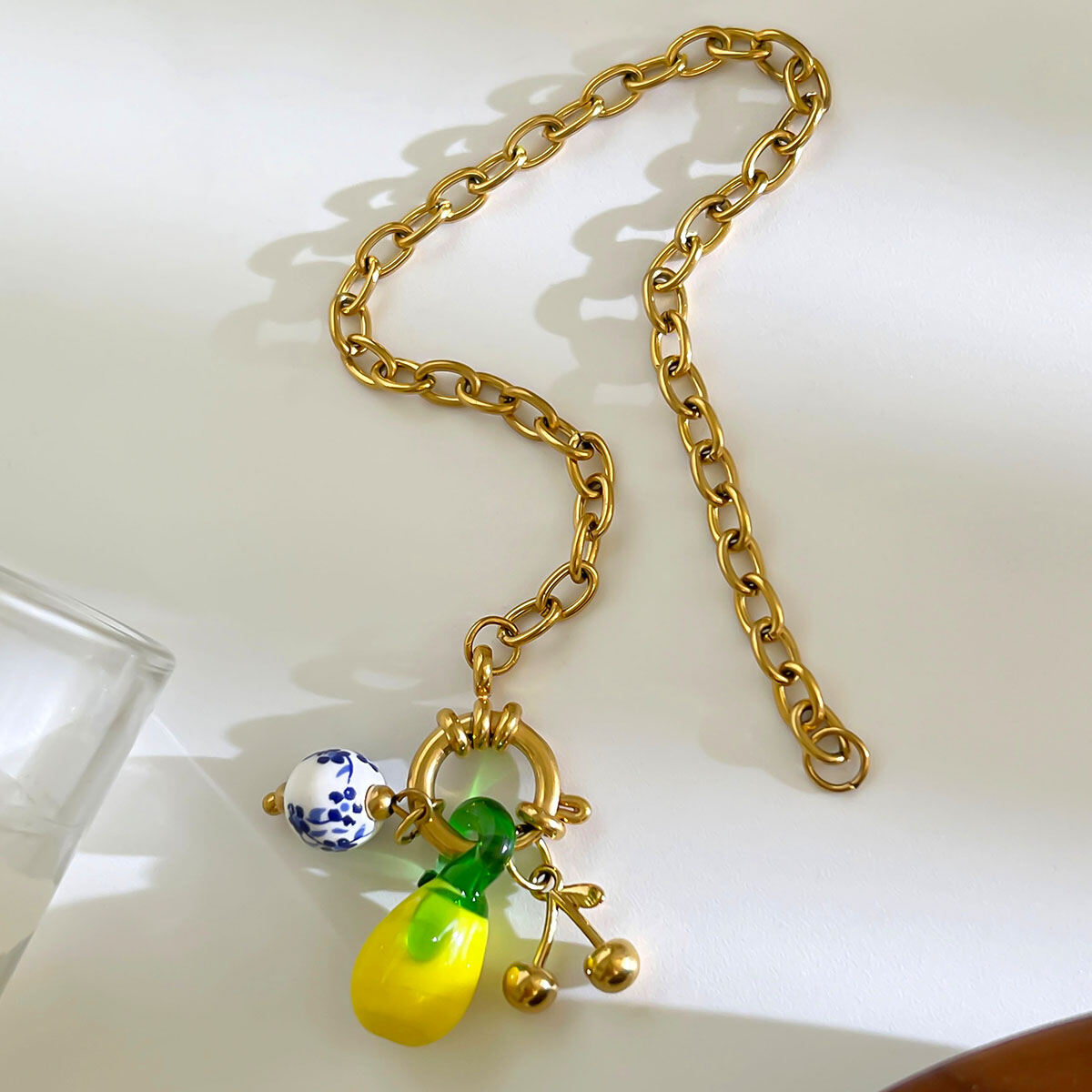 1 Piece Lemon Stainless Steel Waterproof Gold Color Charm Bracelet h5 Picture4