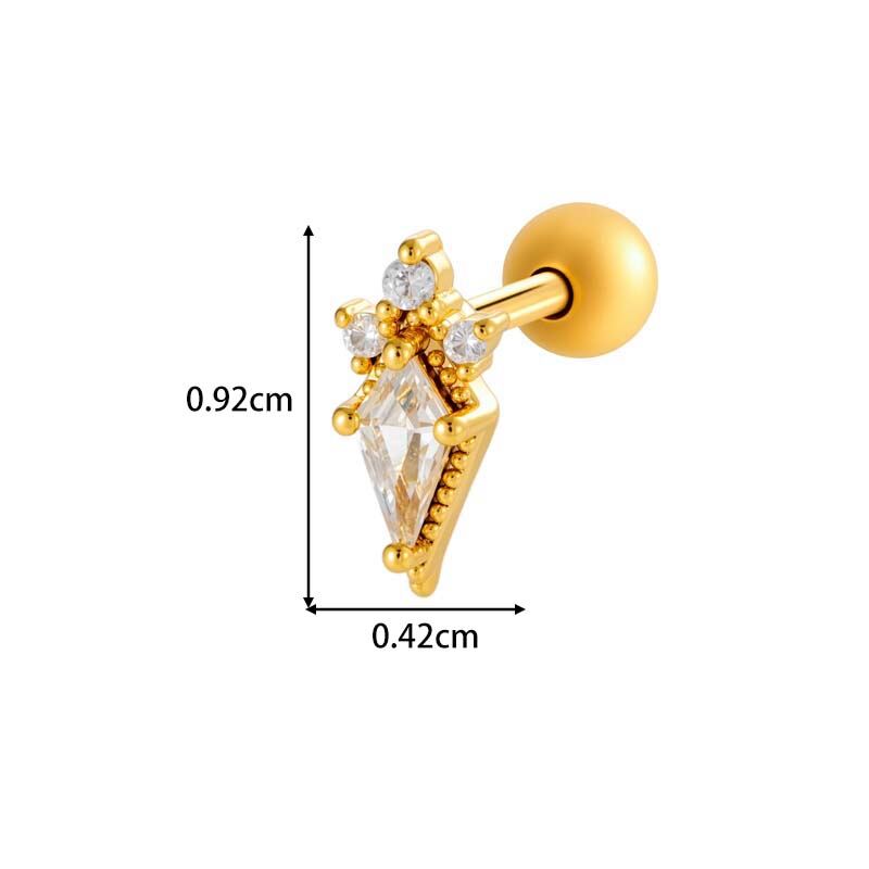 1 Piece Shinning Geometric Copper Gold Color Zircon Women's Piercings Earrings h5 Picture2