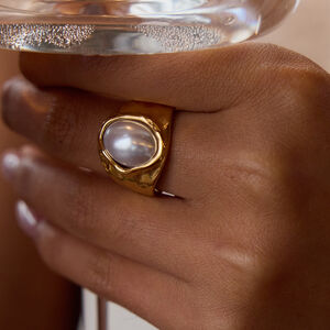 1 Piece Retro Geometric Stainless Steel Waterproof Gold Color Statement Rings h5 Picture4