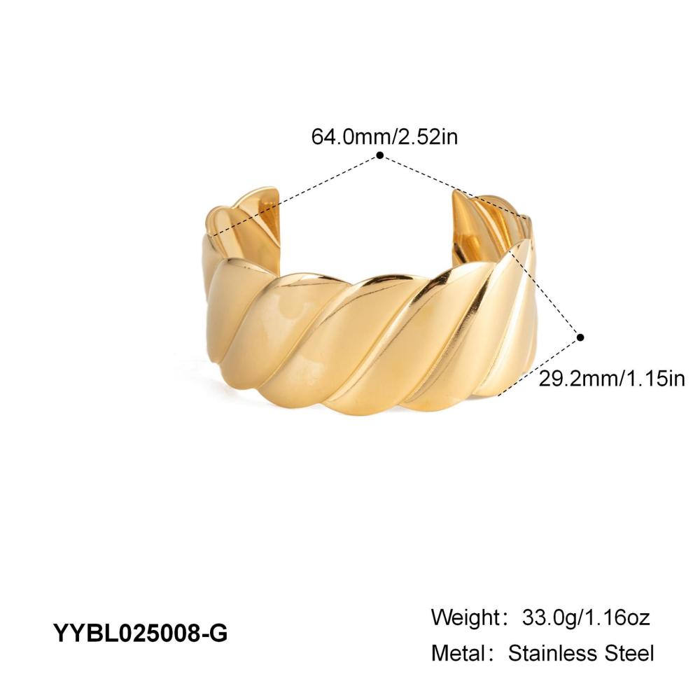 Braccialetti Impermeabili Color Oro In Acciaio Inossidabile A Strisce Da 1 Pezzo h5Immagine2