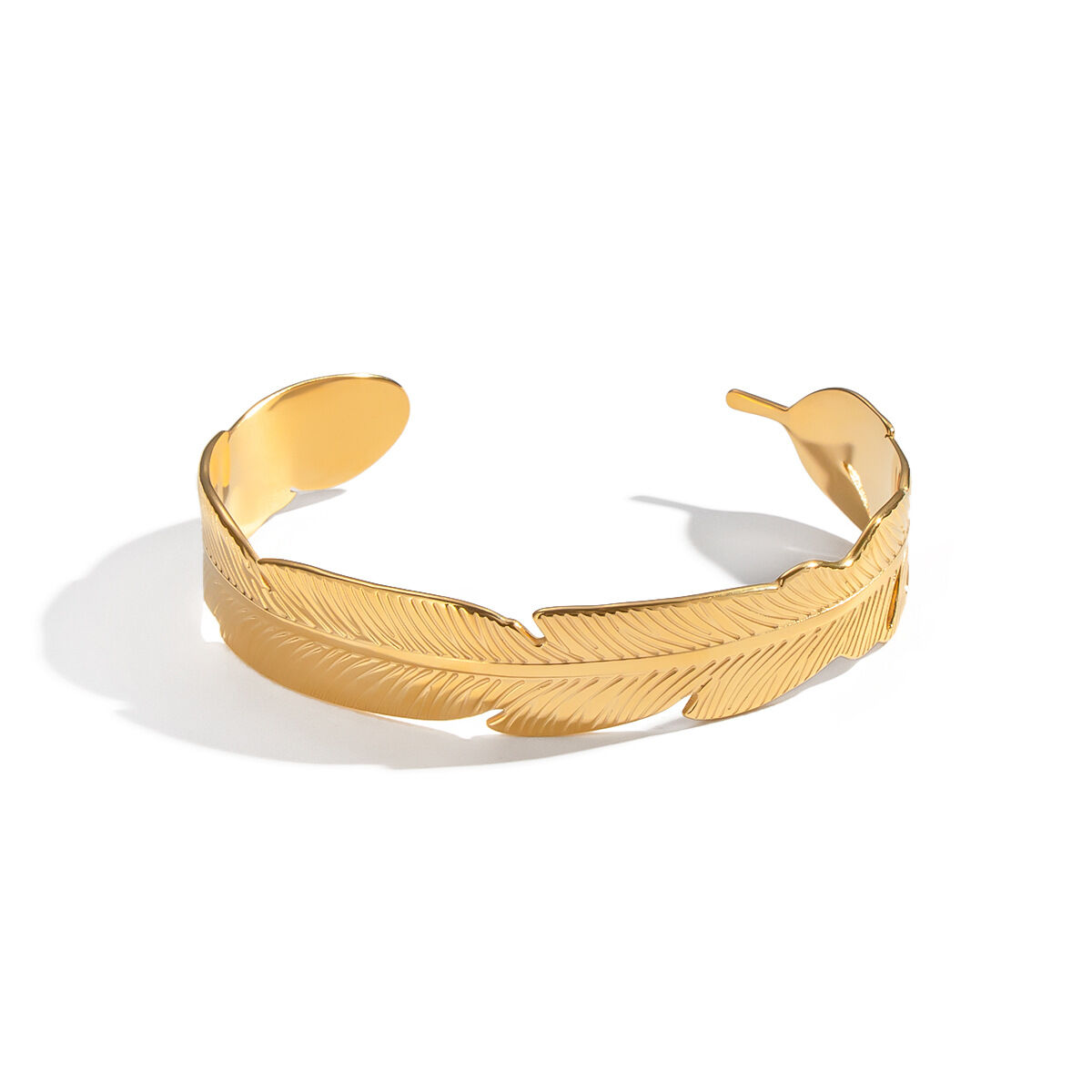 Bracciale rigido impermeabile color oro a forma di foglia in acciaio inossidabile da 1 pezzo Immagine5