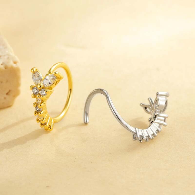 1 Piece Copper Gold Color Zircon  Nose Stud 2