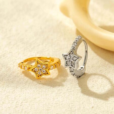 1 Piece Shinning Star Copper Gold Color Zircon Women's Nose Stud