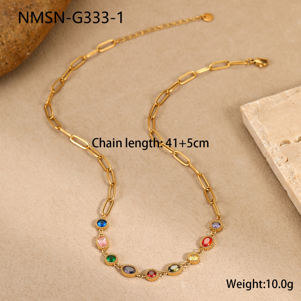 Luxurious Series Daily Geometric Stainless Steel Waterproof Gold Color Women's Chain Necklaces Picture2