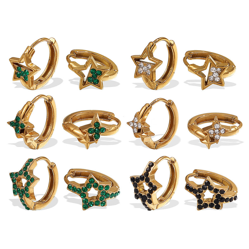 Stainless Steel Waterproof Gold Color Hoop Earrings Picture4
