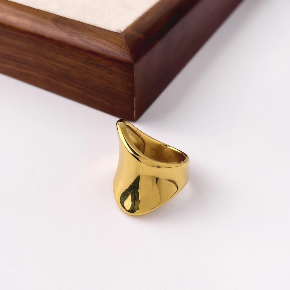 Anillo Simple De Acero Inoxidable Resistente Al Agua, Color Dorado, 1 Pieza Imagen2