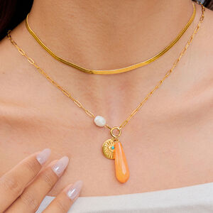 1 Piece Irregular Natural Stone Stainless Steel Waterproof Gold Color Women's Pendant Necklaces h5 Picture4