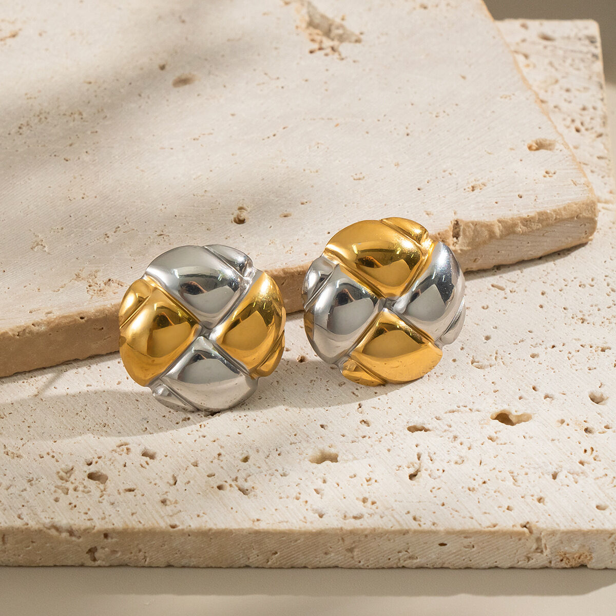 1 Pair Stainless Steel Waterproof Mixed Color Stud Earrings