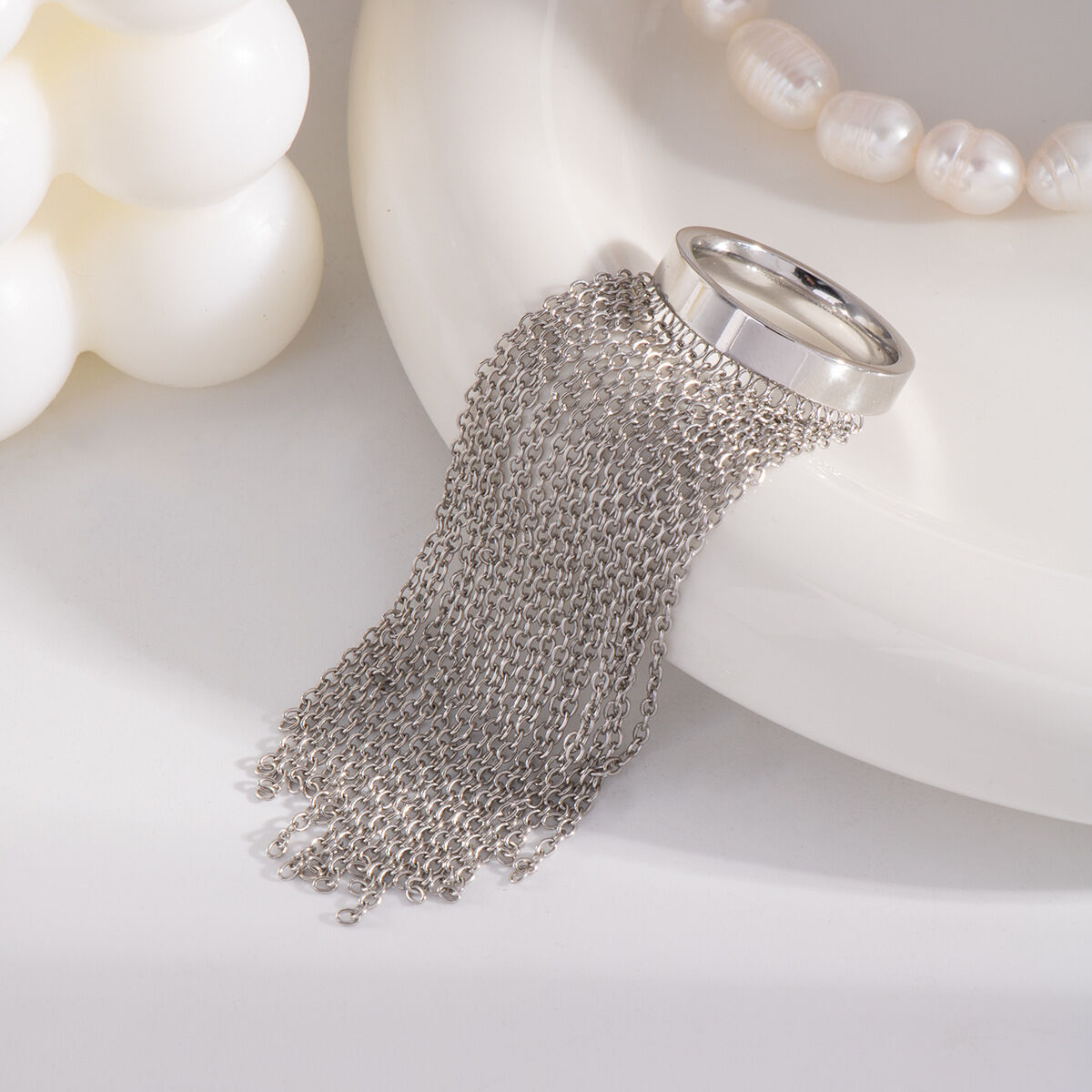 1 Piece Tassel Stainless Steel Waterproof Statement Rings