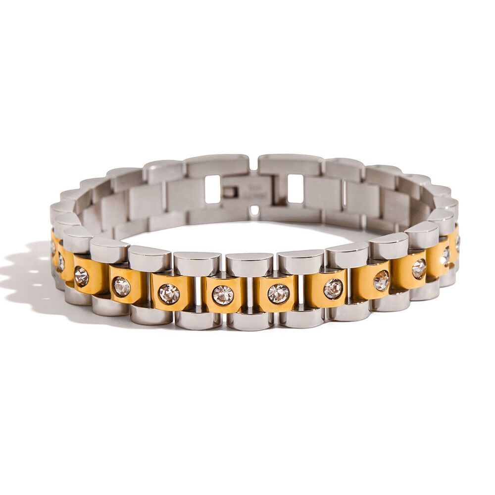 1 Piece Classic Patchwork Stainless Steel Waterproof Gold Color Women's Chain Bracelets