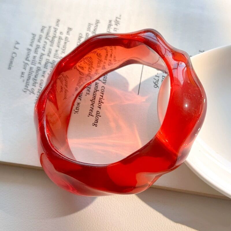 1 Piece Luxurious Series Retro Solid Color Mixed Color Resin Women's Bangles 2