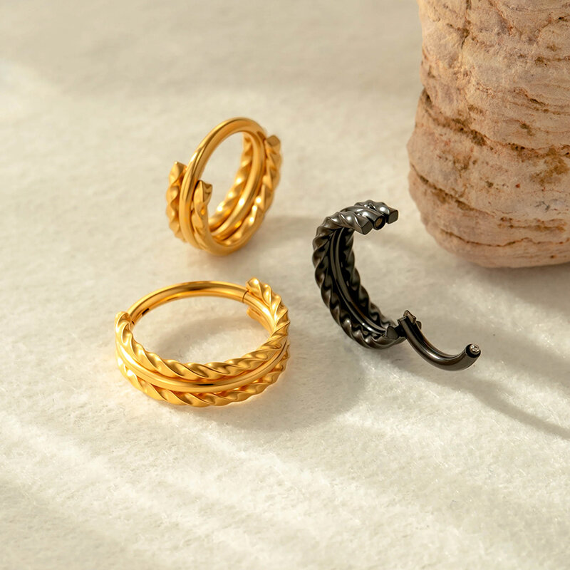 1 Stück schlichte, ringförmige, wasserdichte, goldfarbene Damen-Creolen aus Edelstahl h5 Bild4