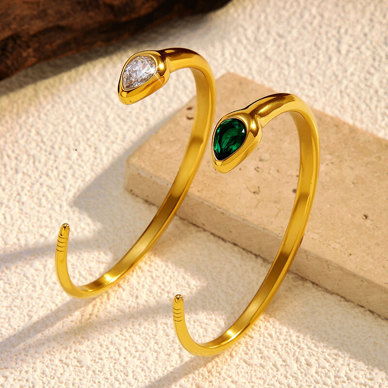 1 Piece Snake Shape Stainless Steel Waterproof Gold Color Cuff Bracelet