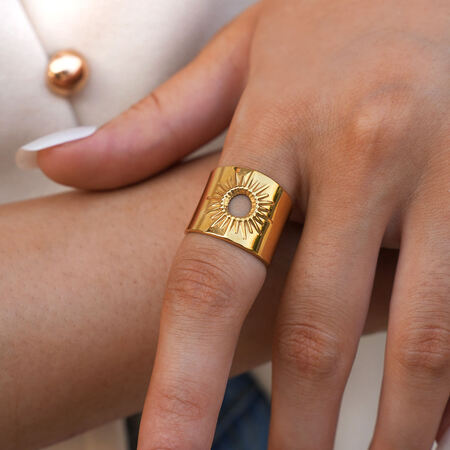 1 Piece Simple Series Simple Sun Stainless Steel Waterproof Gold Color Minimalist Rings 2