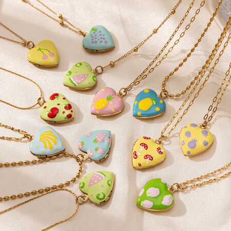 1 Piece Cute Heart Stainless Steel Waterproof Gold Color Pendant Necklace 2
