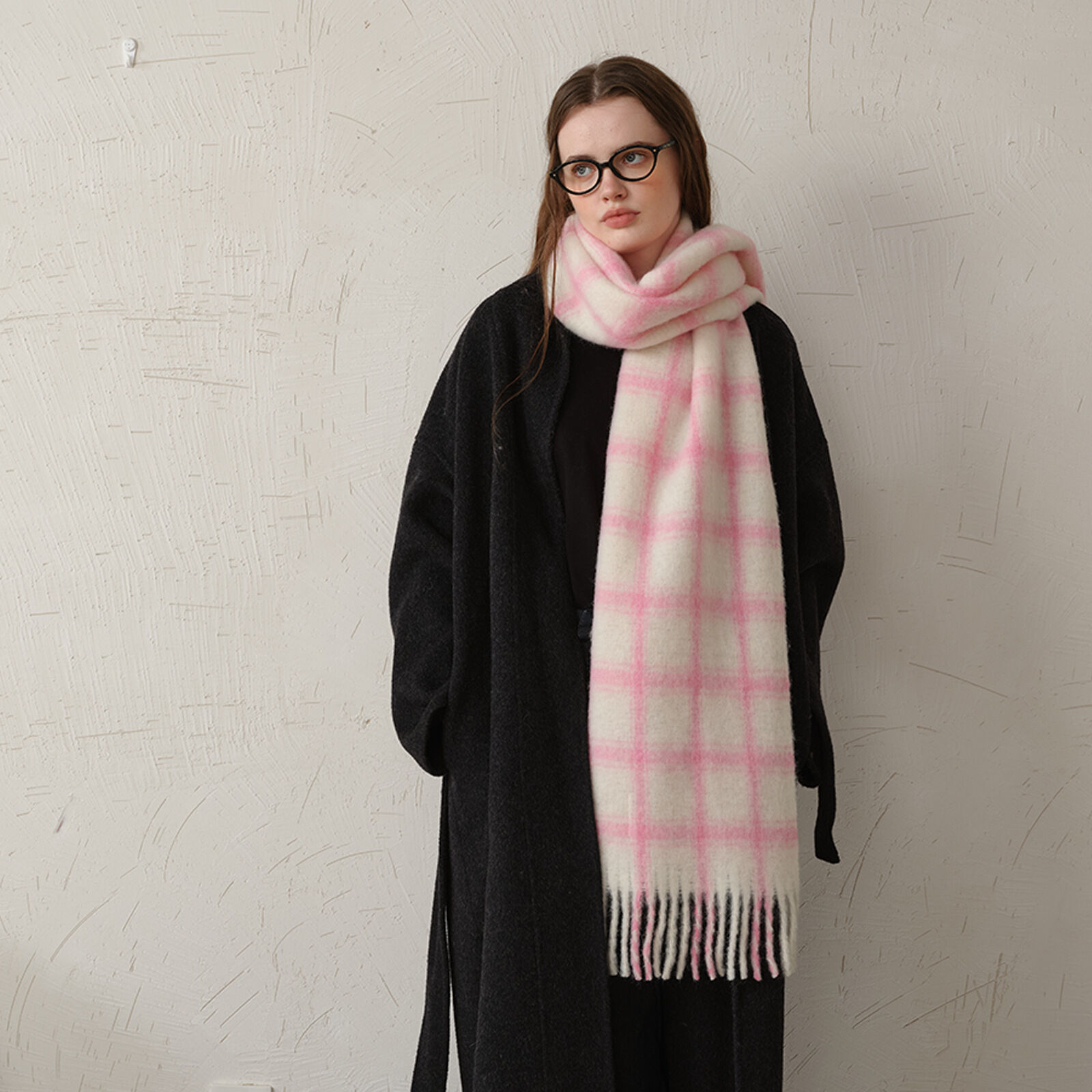 Écharpe d'hiver à carreaux pour femme, 1 pièce