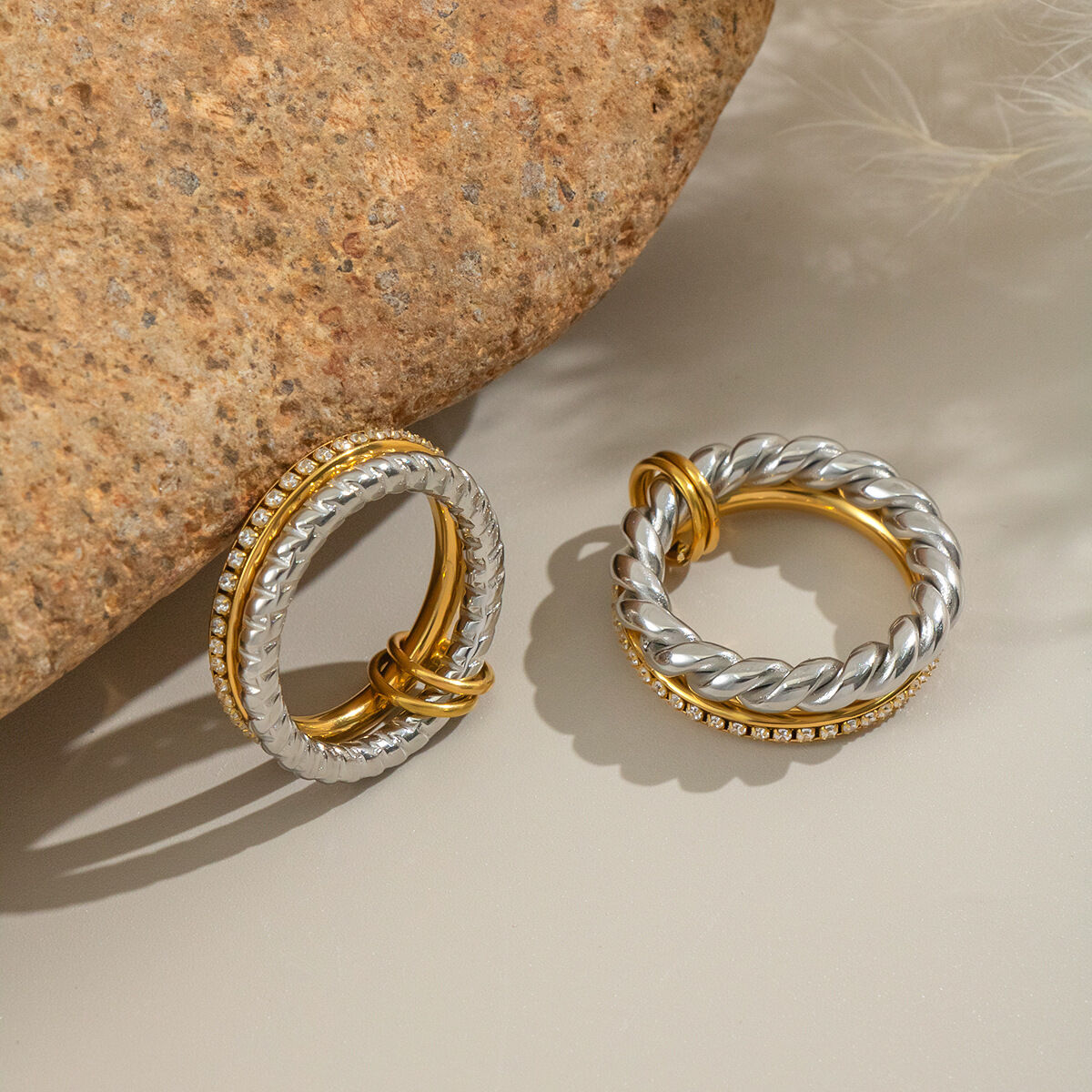 1 Piece Stainless Steel Waterproof Mixed Color Minimalist Ring Picture3