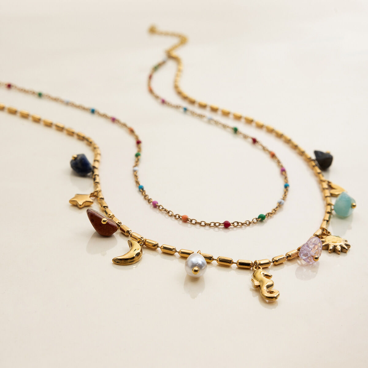 1 Piece Vacation Seahorse Stainless Steel Waterproof Gold Color Women's Layered Necklaces h5 Picture5