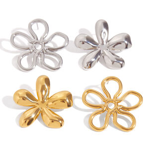 1 Pair Classic Flower Stainless Steel Waterproof Gold Color Women's Stud Earrings h5 Picture8