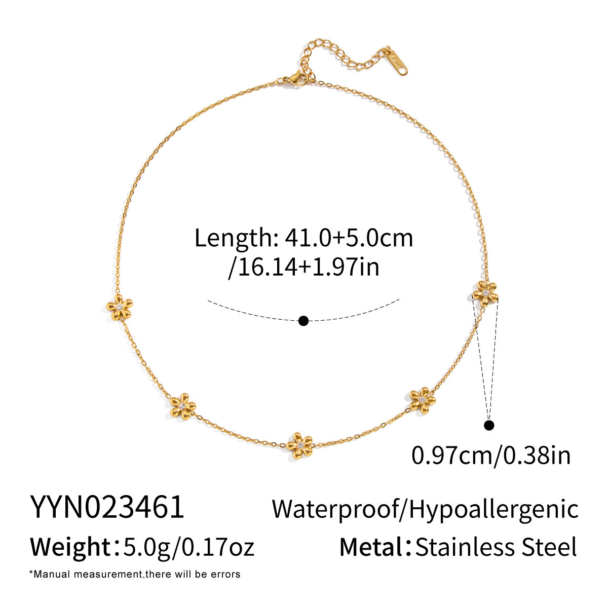 1 Piece Simple Series Daily Flower Stainless Steel Waterproof Women's Chain Necklaces