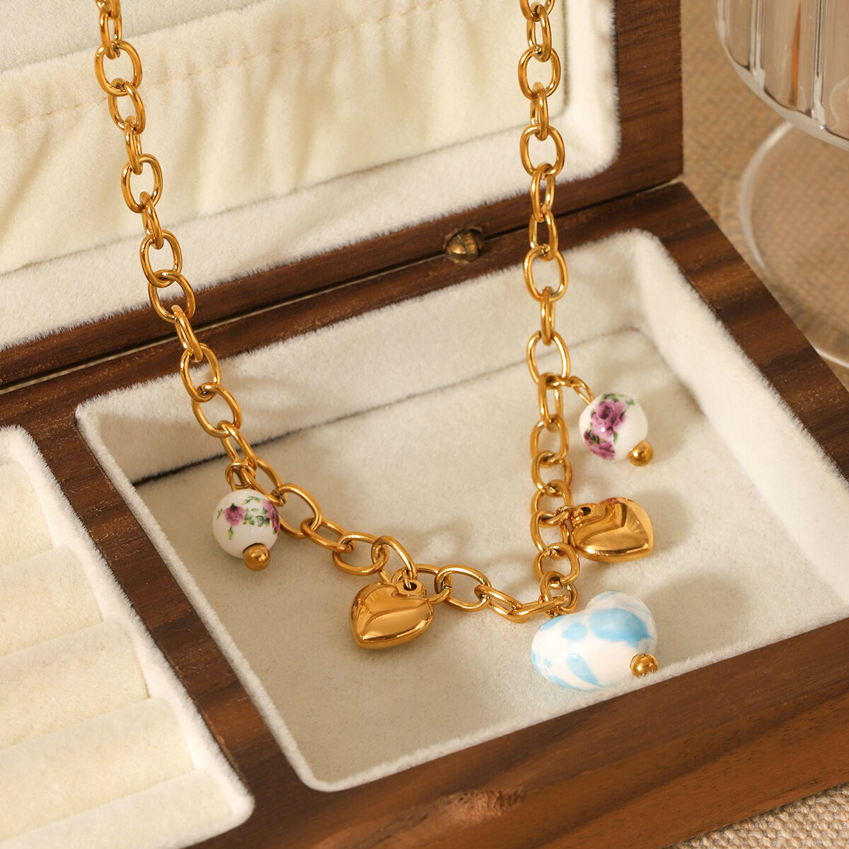 1 Pair Simple Series Daily Heart Stainless Steel Waterproof  Women's Pendant Necklaces h5 Picture5