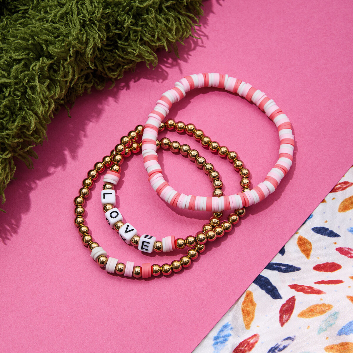 1 Piece Sweet Beads Polymer Clay Stainless Steel Waterproof Women's Beaded Bracelets h5 Picture5