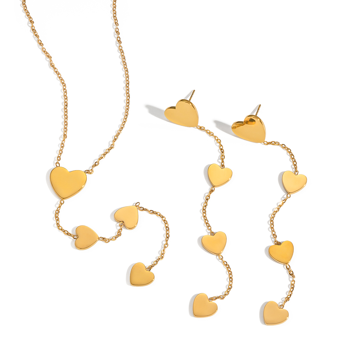 1 Piece Simple Heart  Stainless Steel Waterproof  Gold Color  Women's Chain Necklaces h5 Picture4