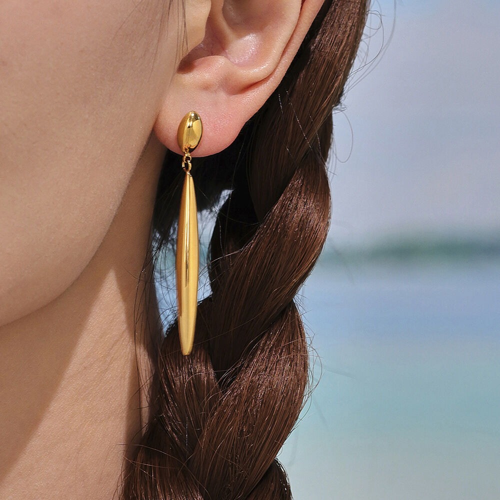 1 Pair Modern Irregular Shape Stainless Steel Waterproof Gold Color Women's Drop Earrings Picture5