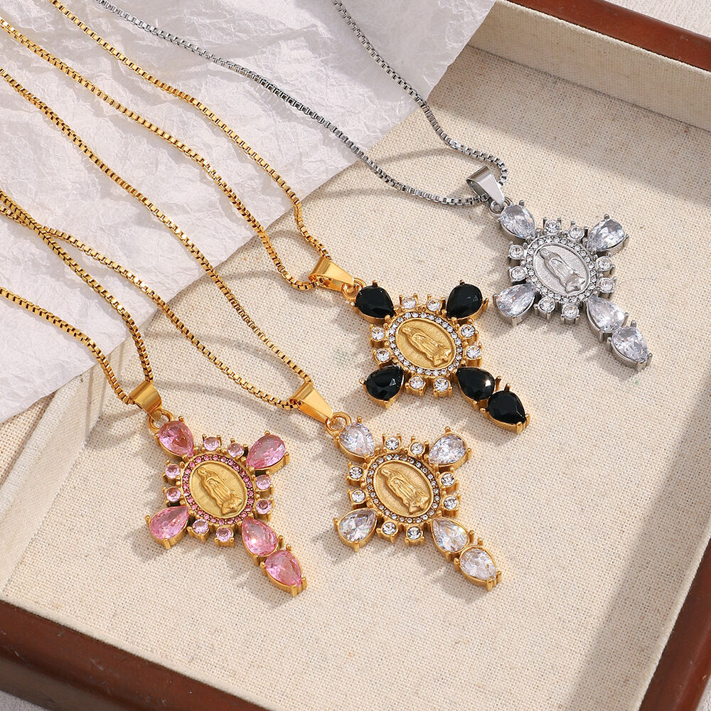 Luxurious Series Classic Cross Stainless Steel Waterproof Women's Pendant Necklaces