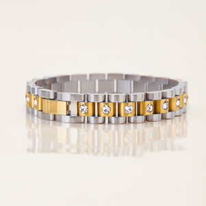 1 Piece Classic Patchwork Stainless Steel Waterproof Gold Color Women's Chain Bracelets h5 Picture6