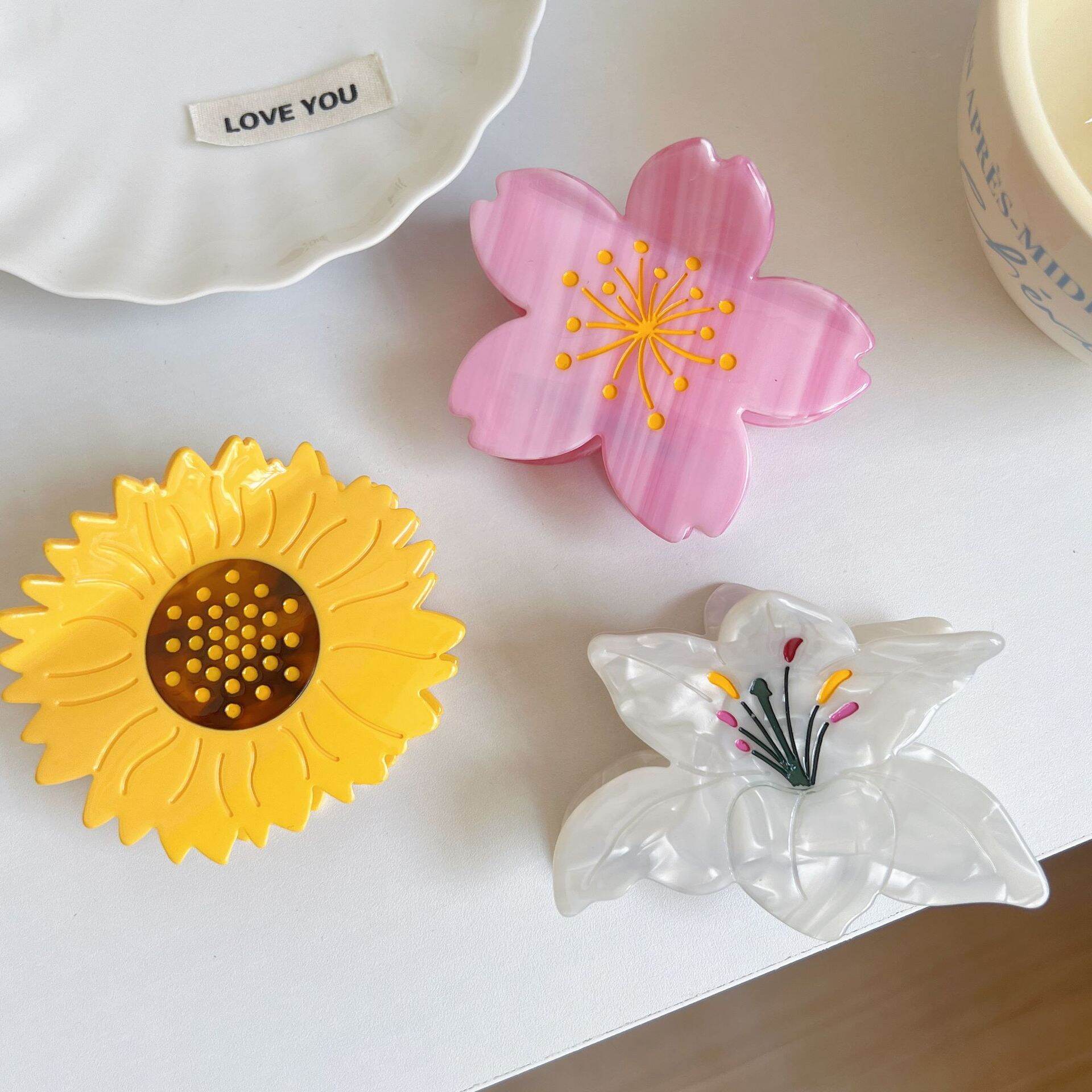 1 Pair Simple Series Sweet Flower Acetate Women's Hair Claws Picture4