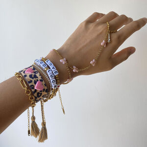 1 Piece Classic Letter Stainless Steel Waterproof Women's Beaded Bracelets h5 Picture4