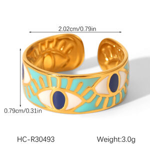1 Piece Simple Daily Mixed Color Stainless Steel Waterproof Gold Color Statement Rings h5 Picture2