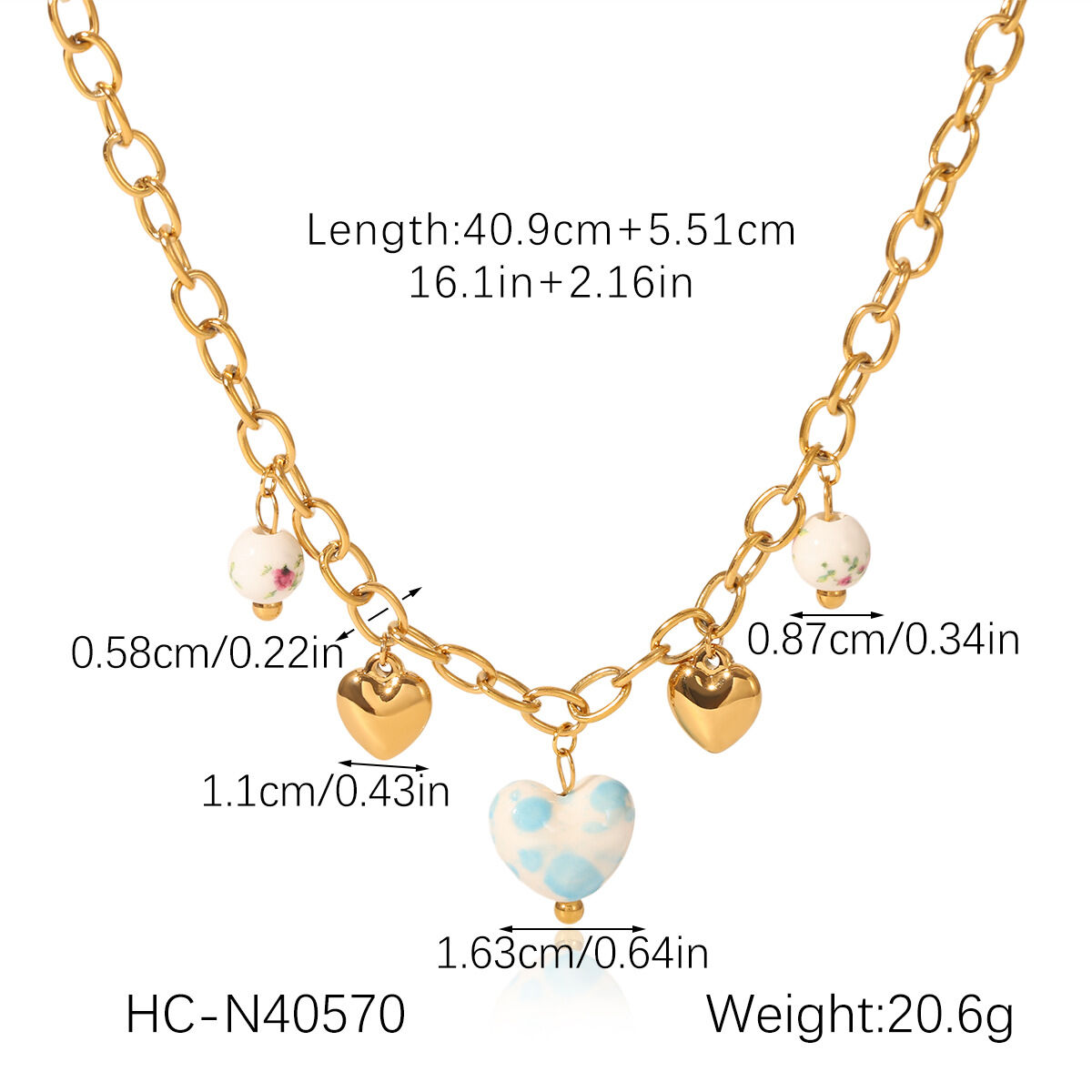 1 Pair Simple Series Daily Heart Stainless Steel Waterproof  Women's Pendant Necklaces Picture2