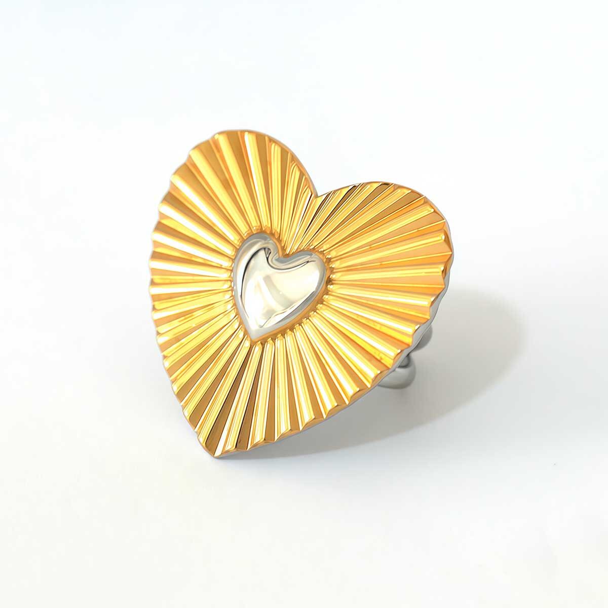 1 Piece Romantic  Simple Heart Stainless Steel Waterproof  Statement Rings 