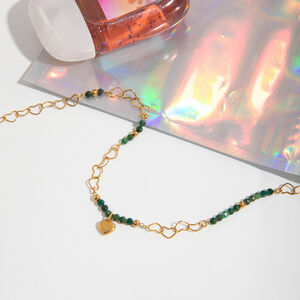 1 Piece Elegant Heart Beads Stainless Steel Waterproof Gold Color Women's Pendant Necklaces h5 Picture6