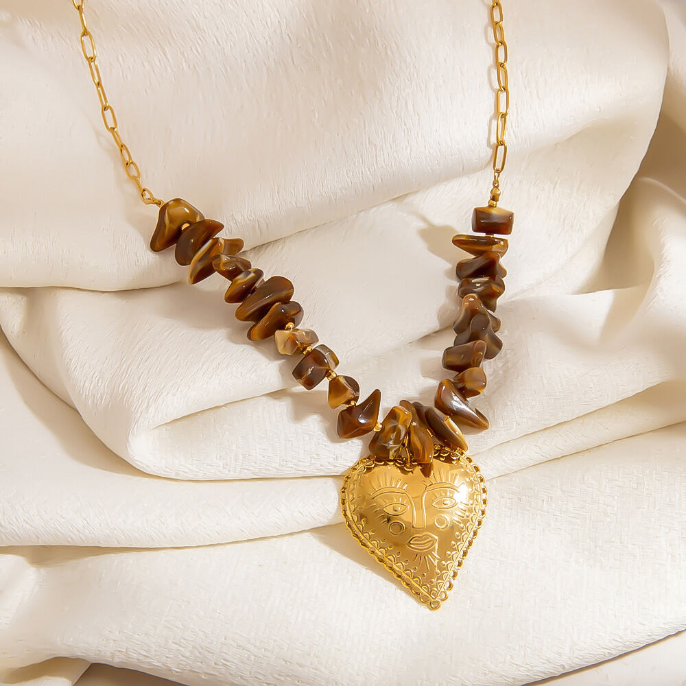 1 Piece  Daily  Heart Stainless Steel  Gold Color  Women's Beaded Necklaces 2