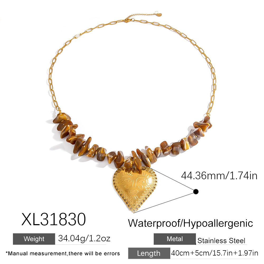 1 Piece  Daily  Heart Stainless Steel  Gold Color  Women's Beaded Necklaces h5 Picture2