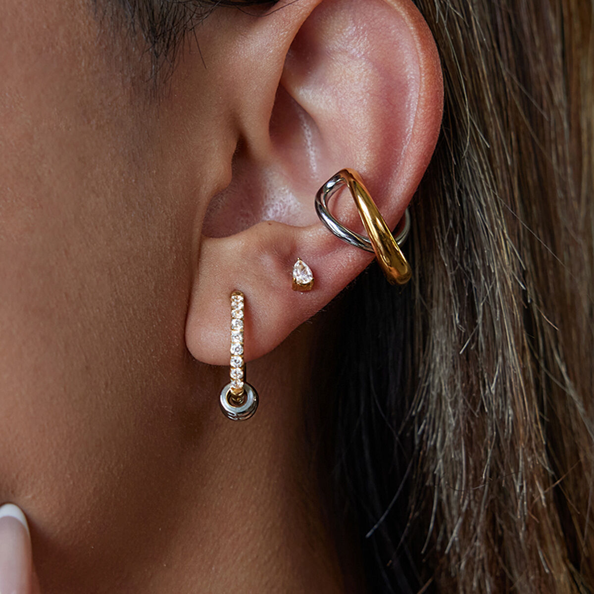 1 Pair Simple Circle Stainless Steel Waterproof Gold Color Women's Hoop Earrings h5 Picture4