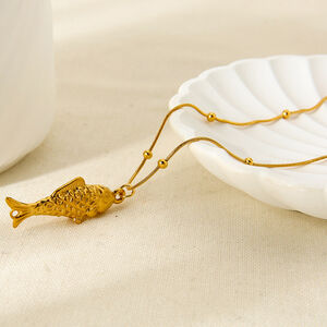1 pezzo di collana con ciondolo a forma di tartaruga in acciaio inossidabile impermeabile color oro h5 Immagine3