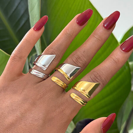 1 Piece Casual Irregular Shape Stainless Steel Waterproof Gold Color Statement Rings