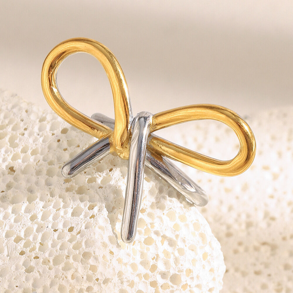 1 Stuk Romantische Serie Elegante, Onregelmatig Gevormde, Waterdichte, Goudkleurige Statement Ringen Van Roestvrij Staal